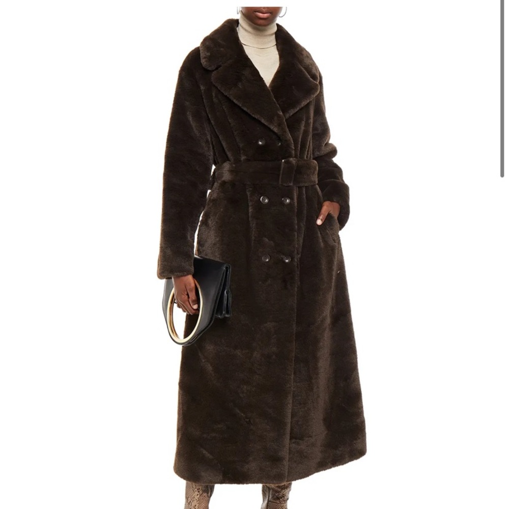 STAND STUDIO
Faustine belted double-breasted faux fur coat